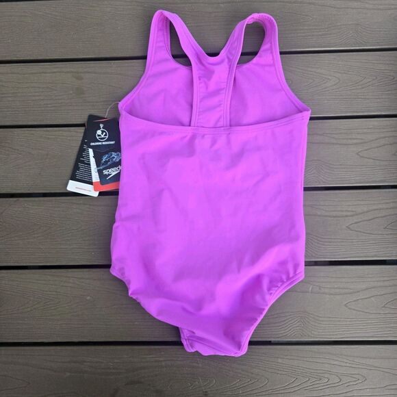 Speedo Youth Girl's Neon Violet One Piece Swimsuit Size 7 New - Picture 2 of 3